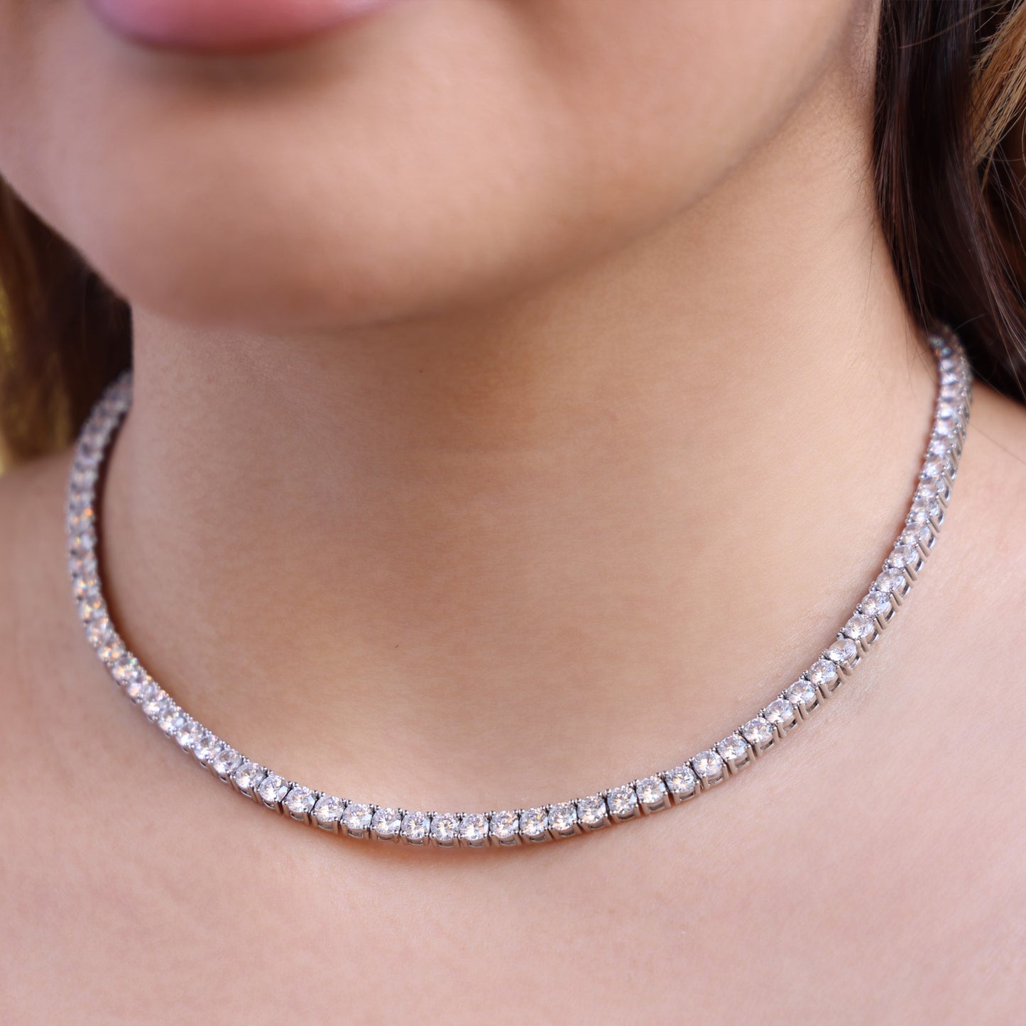 4mm Moissanite Tennis Necklace - 925 Silver