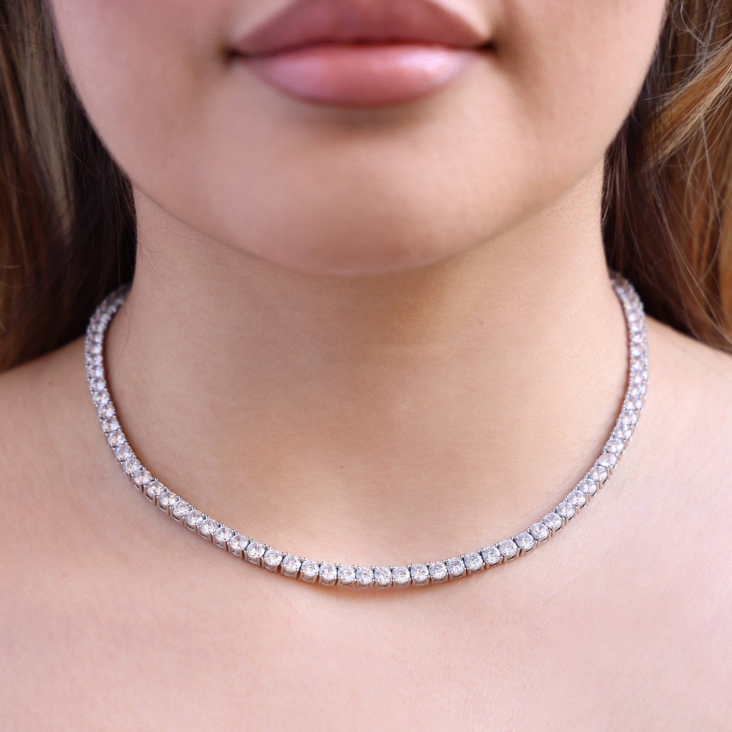 4mm Moissanite Tennis Necklace - 925 Silver