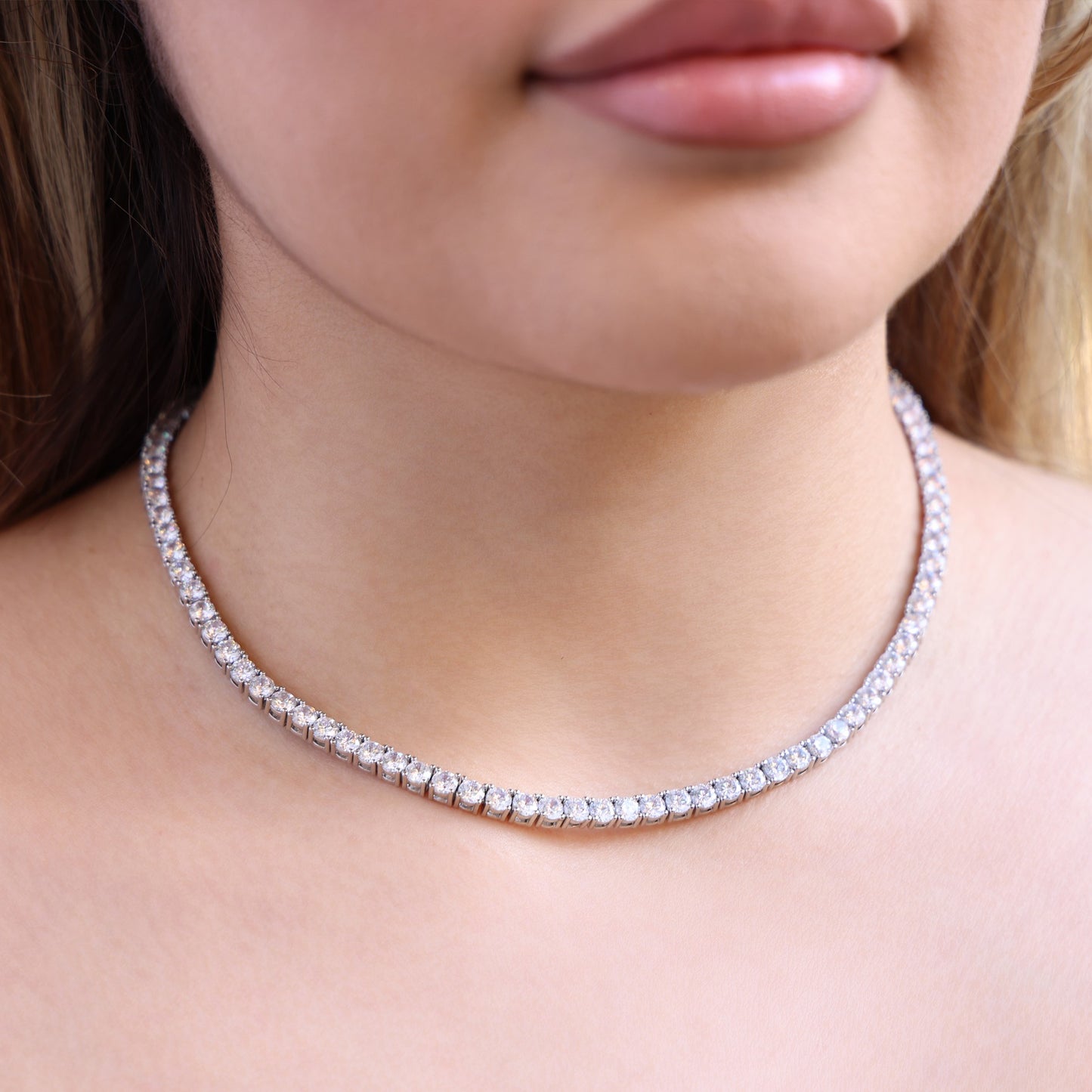 4mm Moissanite Tennis Necklace - 925 Silver