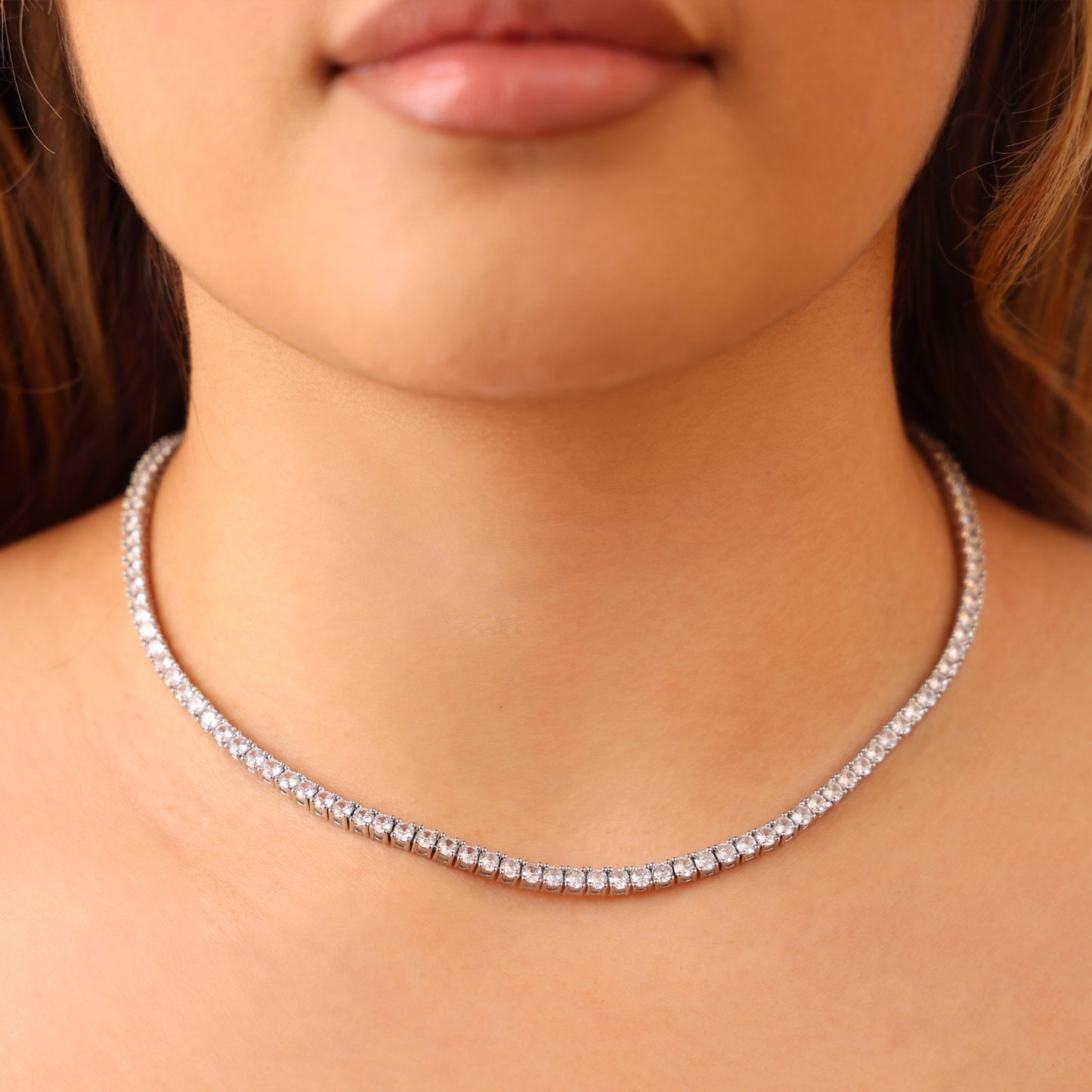 3mm Moissanite Tennis Necklace - 925 Silver