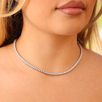 3mm Moissanite Tennis Necklace - 925 Silver