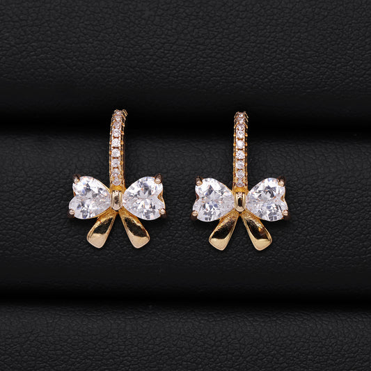 Iced Coquette Stud Earrings - Gold over 925 Silver