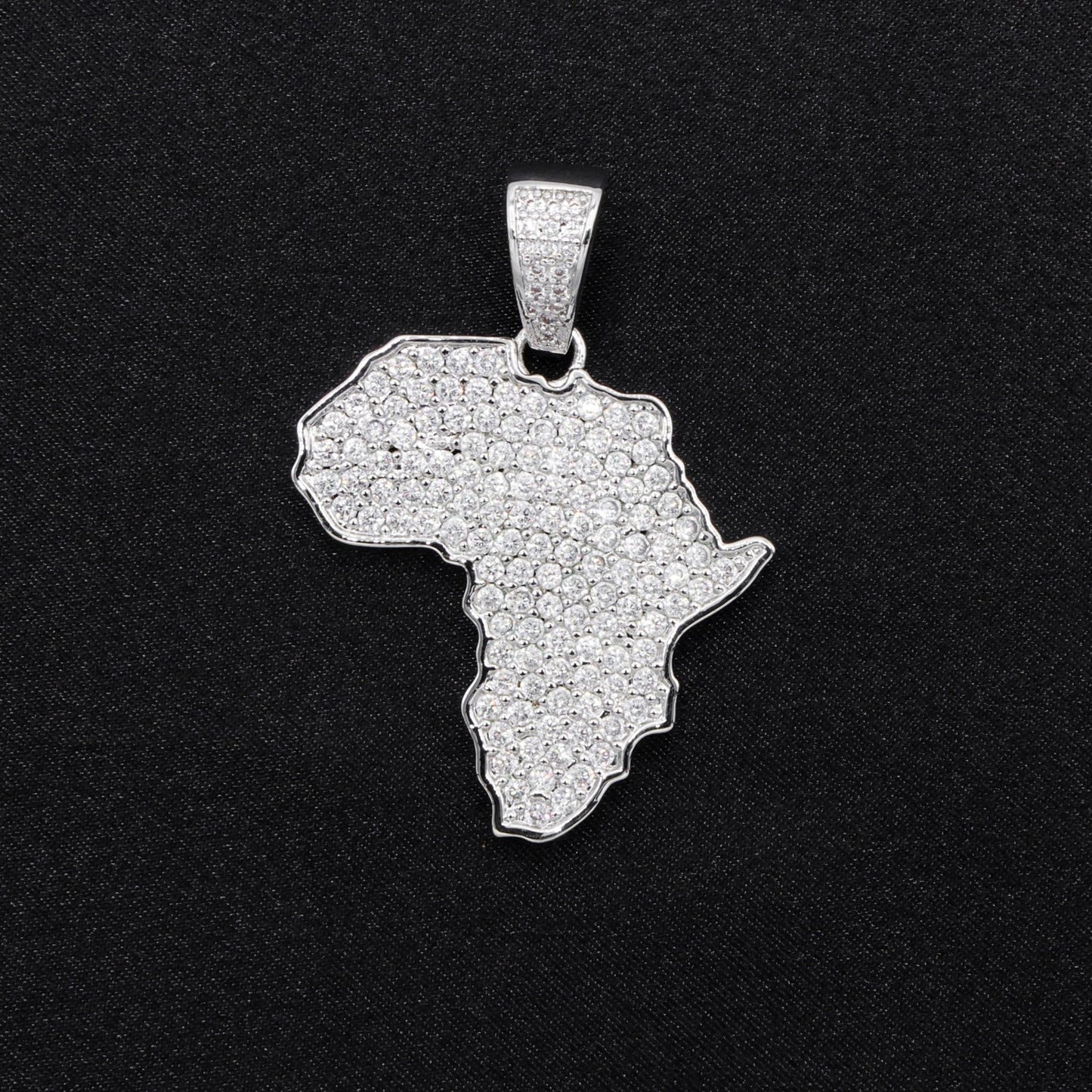 Iced Out Africa Pendant - White Gold