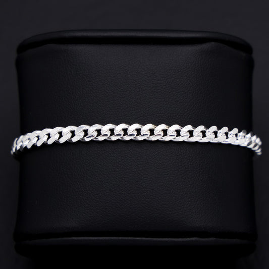 5mm Solid Round Curb Cuban Bracelet - 925 Silver