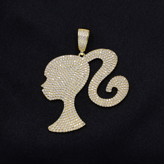 Iced Girl Pendant - Gold