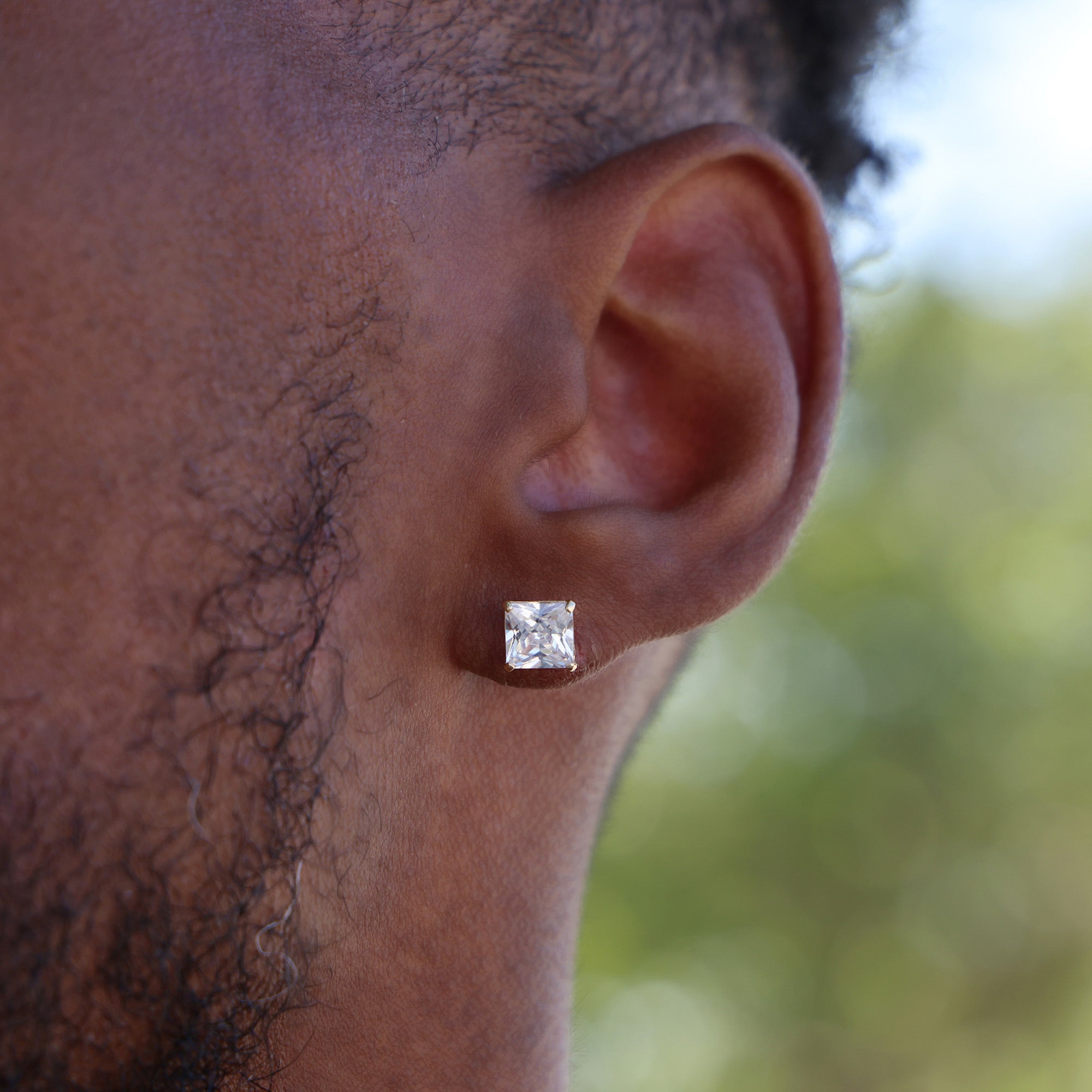 9ct Gold, 6mm Square Cubic Zirconia Single Stud Earring In Clear - Foto 10