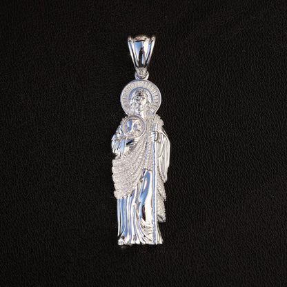 Iced Big San Judas Pendant - 925 Silver