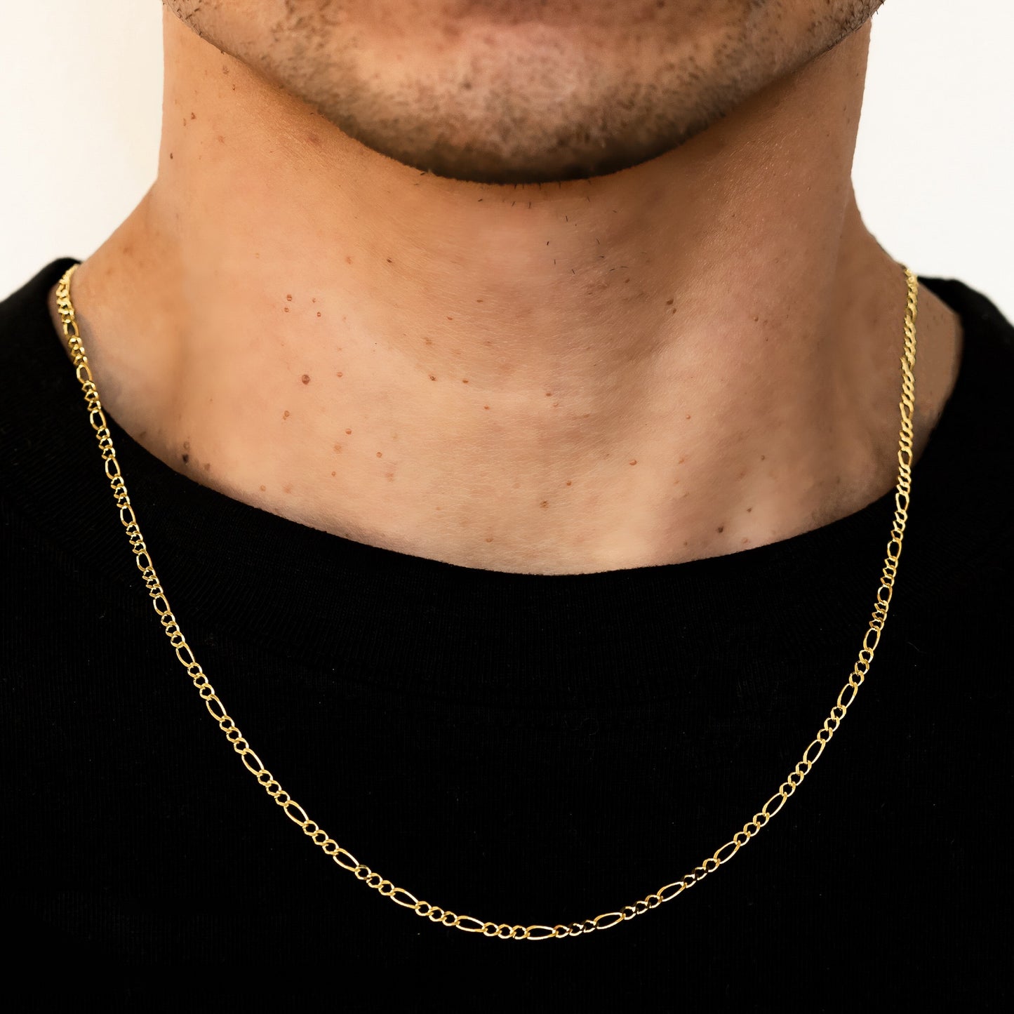 2mm Hollow Figaro Chain - 14k Gold