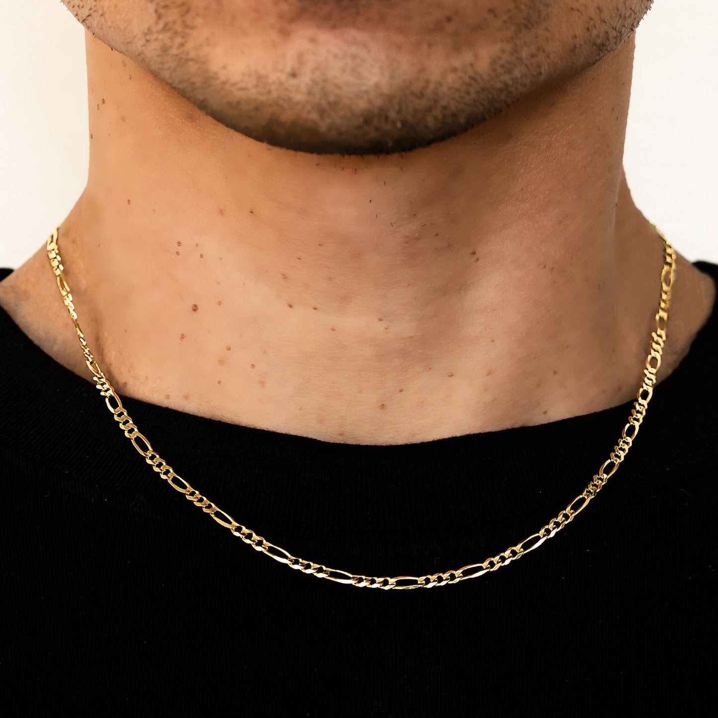 3.5mm Hollow Figaro Chain - 14k Gold