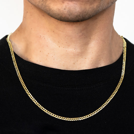 3.5mm Solid Curb Chain - 14k Gold