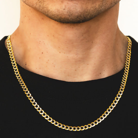 5.5mm Solid Pave Curb Cuban Chain - 14k Gold