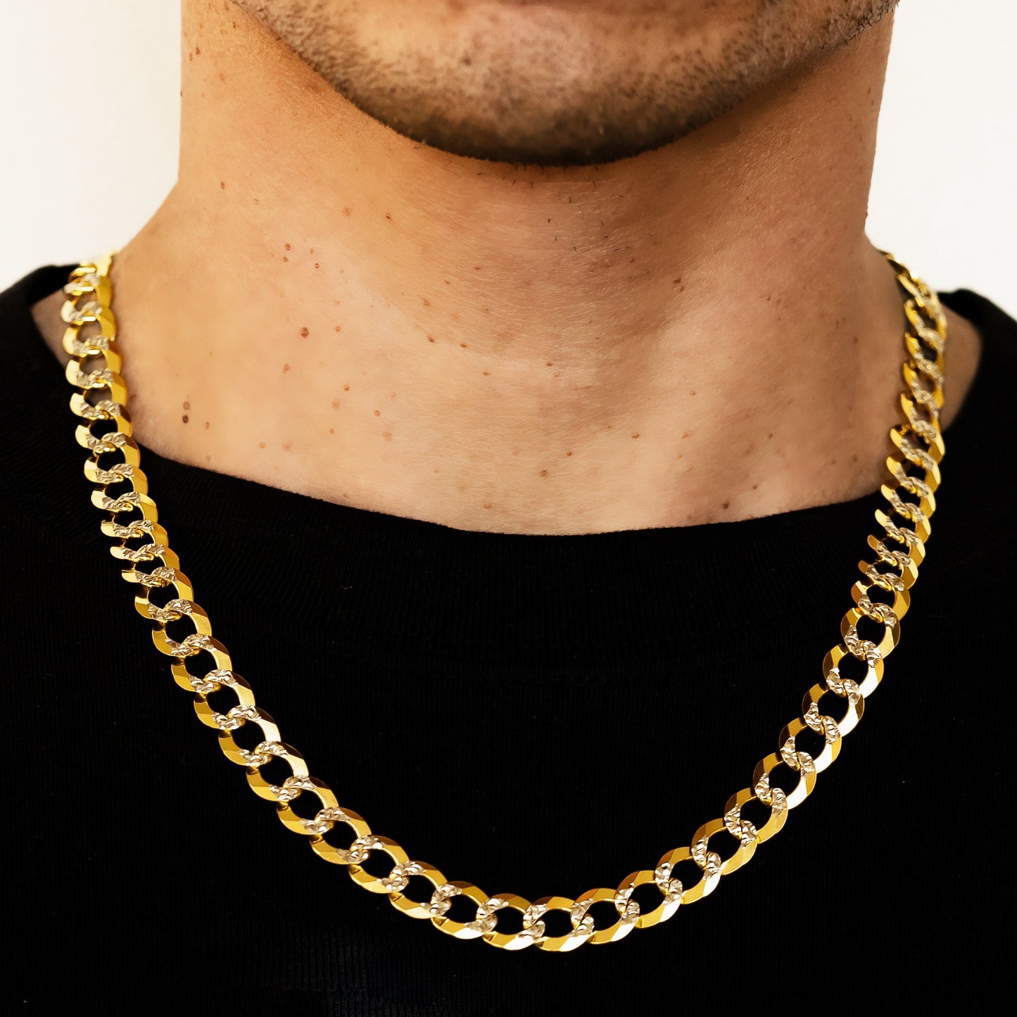 9.5mm Solid Pave Curb Cuban Chain - 14k Gold