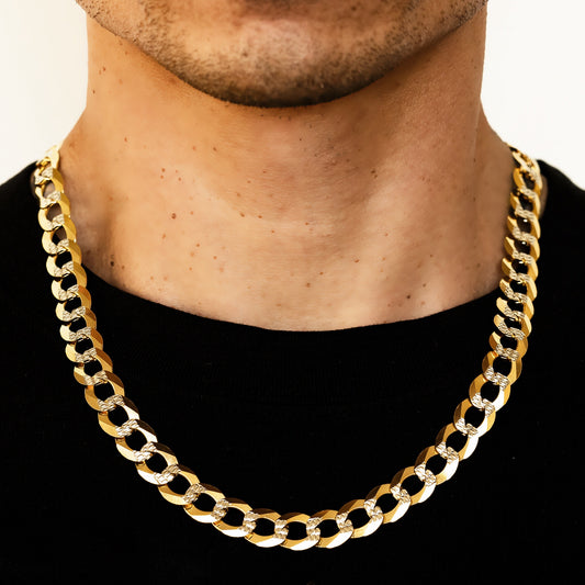 11mm Solid Pave Curb Cuban Chain  - 14k Gold