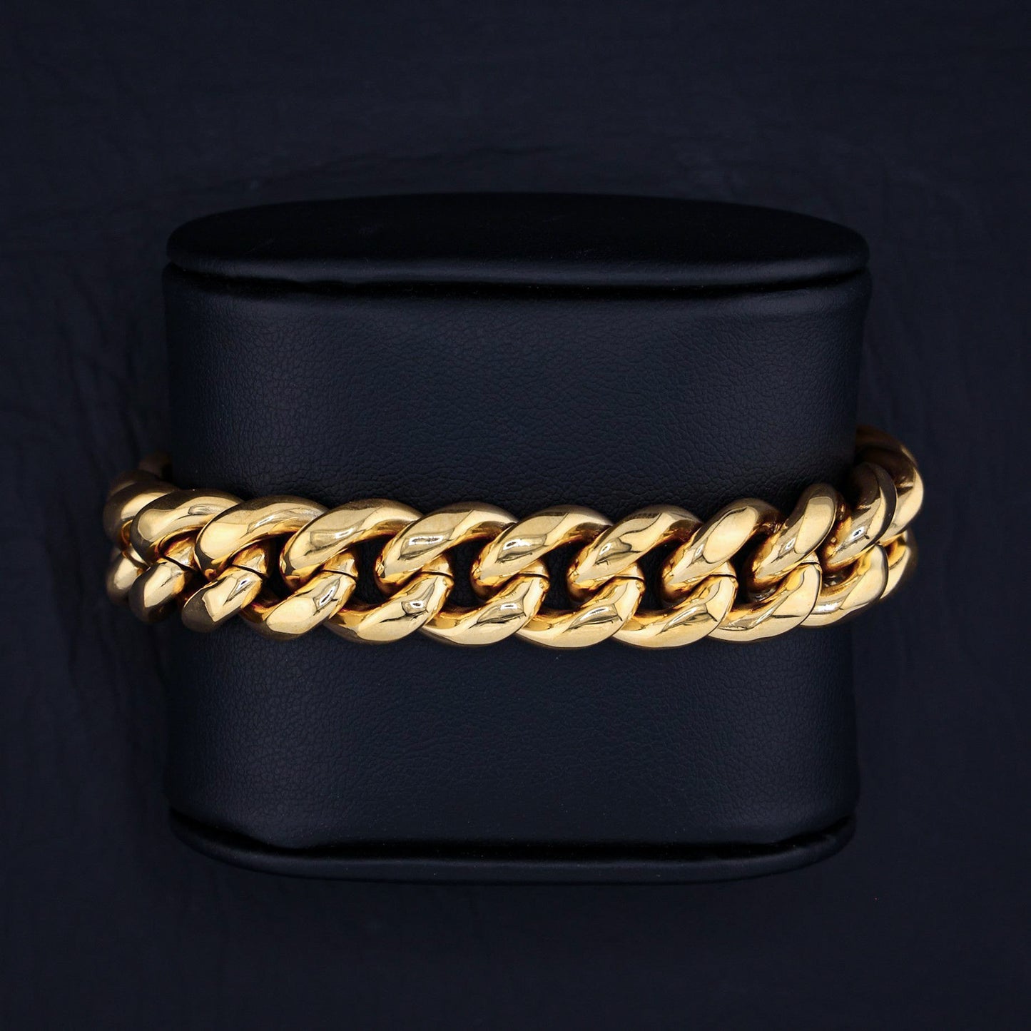 14mm Miami Cuban Bracelet (Iced Out Clasp) - Gold