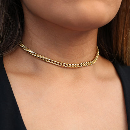 6mm Miami Cuban Choker Necklace - Gold