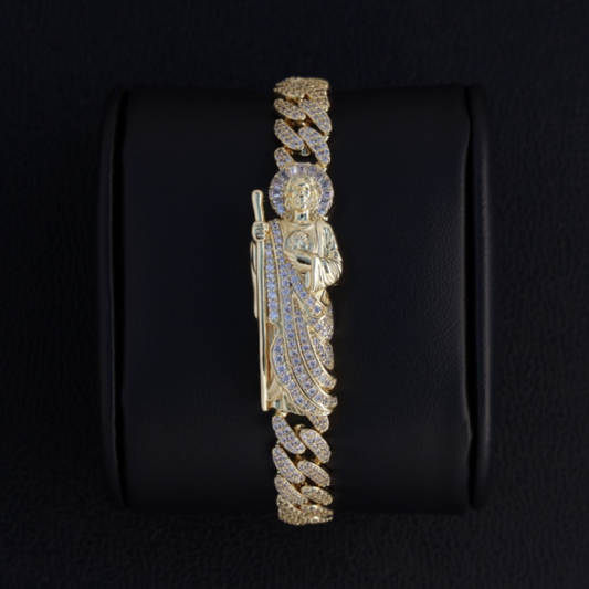 Iced San Judas Cuban Bracelet - Gold