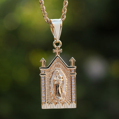 Virgin Mary Temple Necklace - Gold