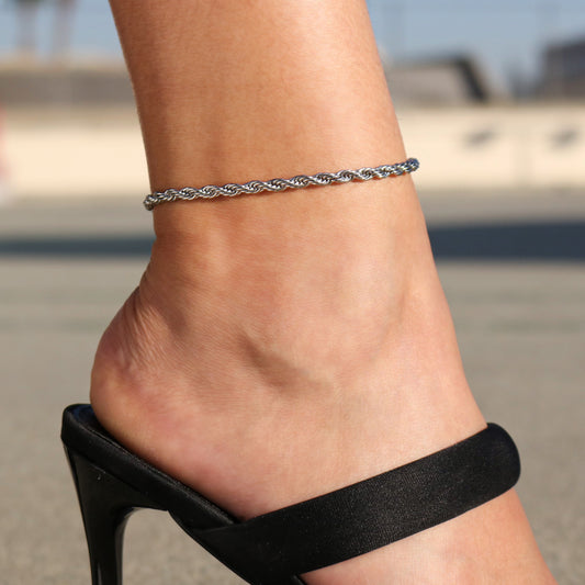Women's 4mm Rope Anklet - Premium 316L Stainless