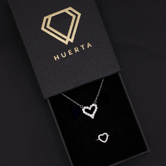 Small Iced Heart Set - 925 Silver