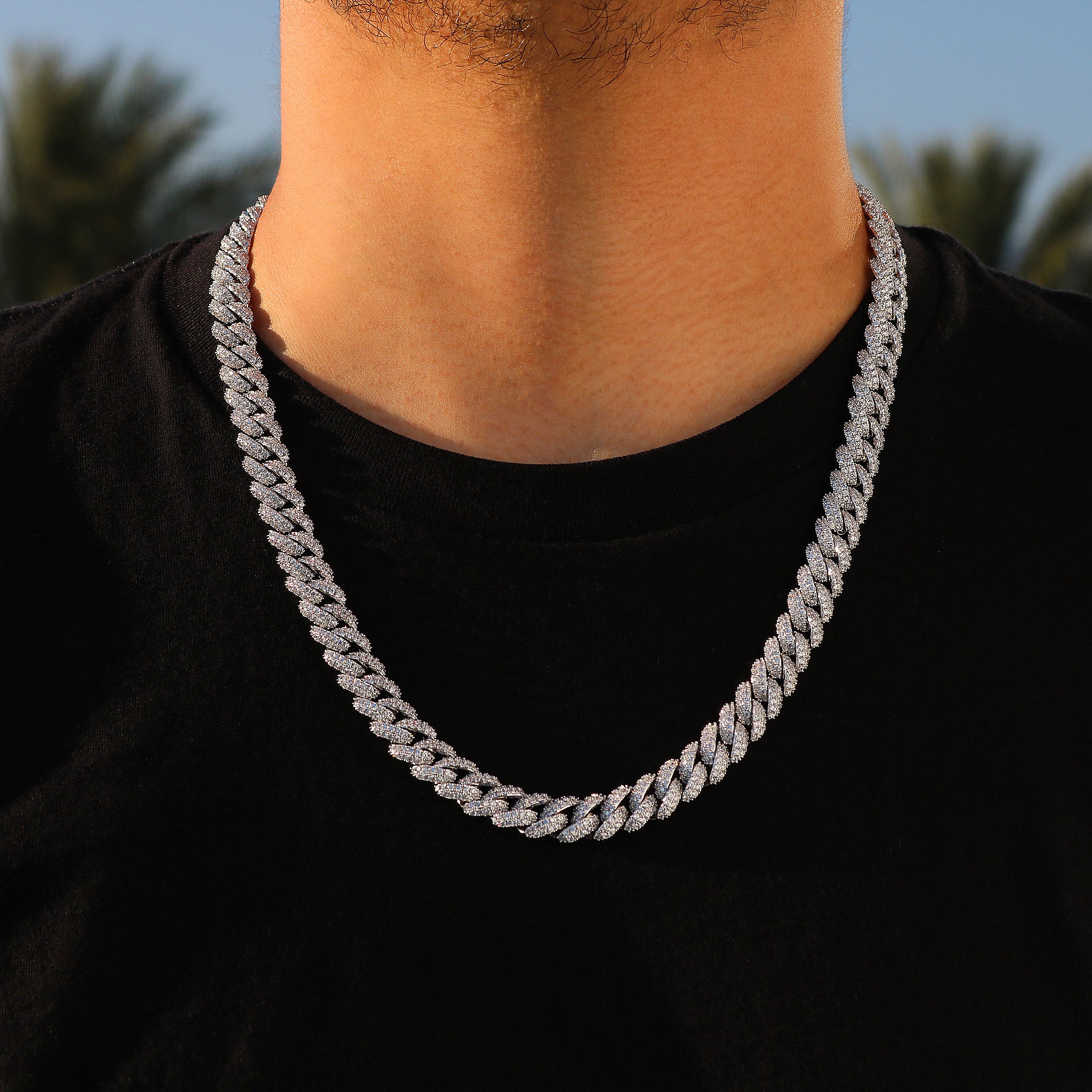 15mm Iced Out Cuban Link Chain - Diamond Cut Hip Hop Necklace 18K Gold Plated