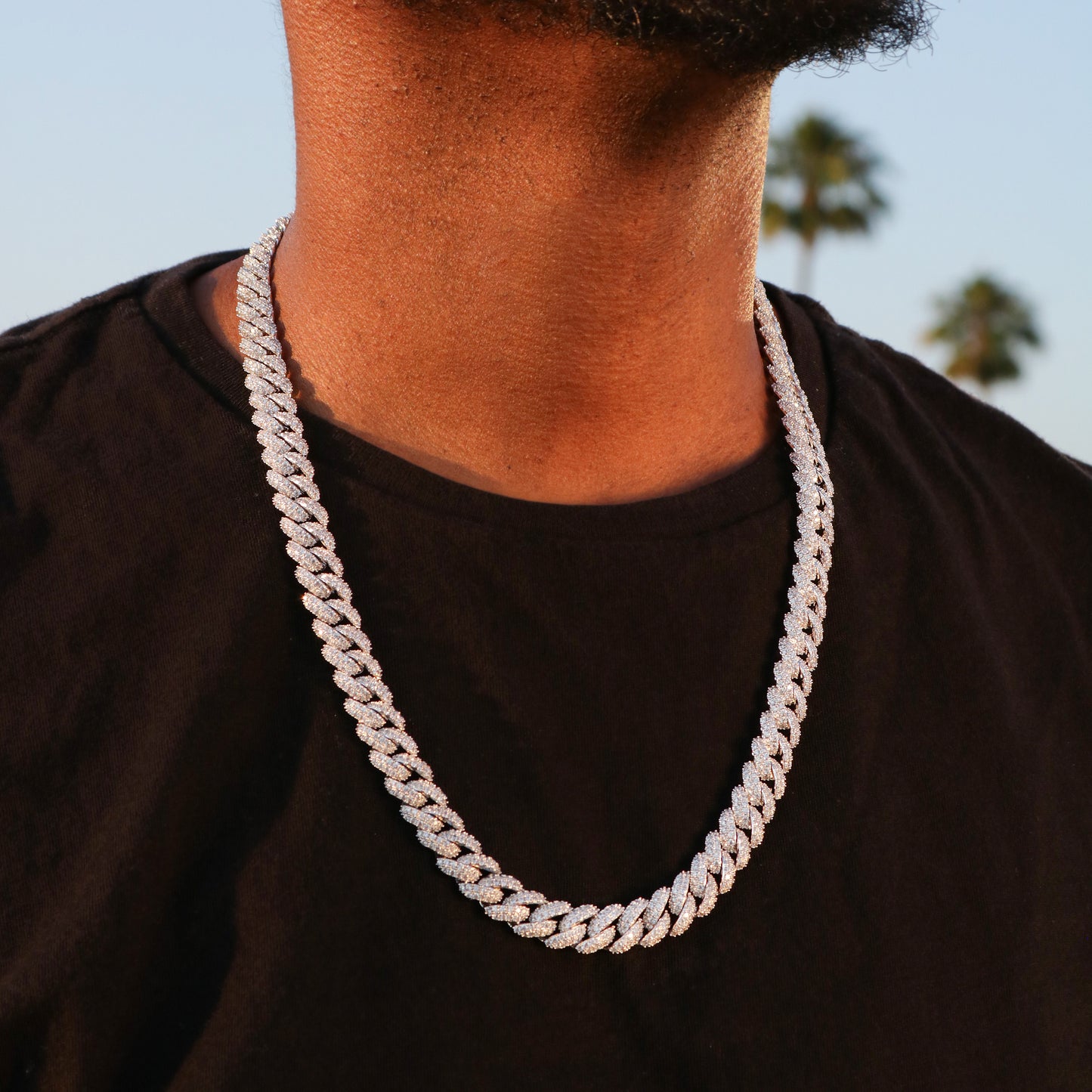 10mm Iced Out Cuban Chain - White Gold
