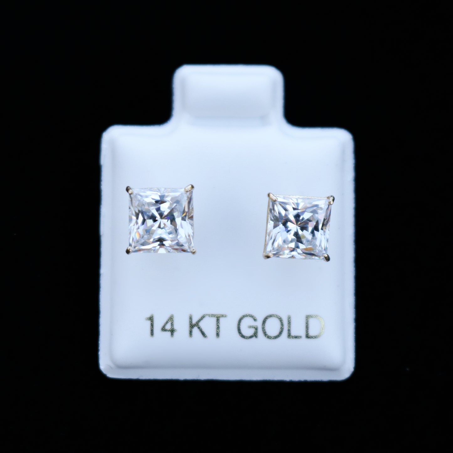 6mm Square Stud Earrings - Real 14k Gold