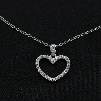 Iced Heart Necklace - 925 Silver