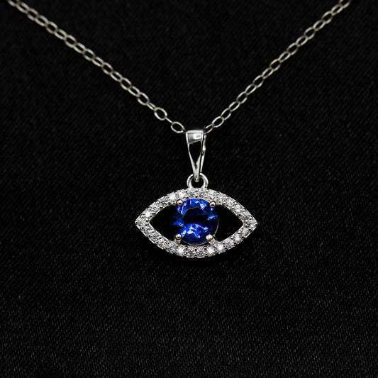 Iced Evil Eye with Blue stone - 925 Silver