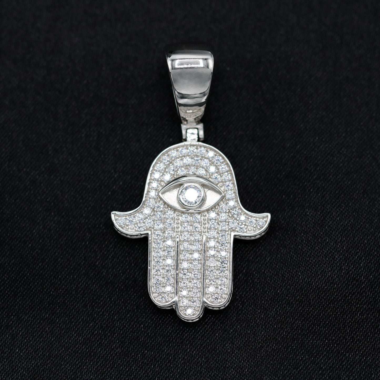 Iced Hamsah Pendant - 925 Silver