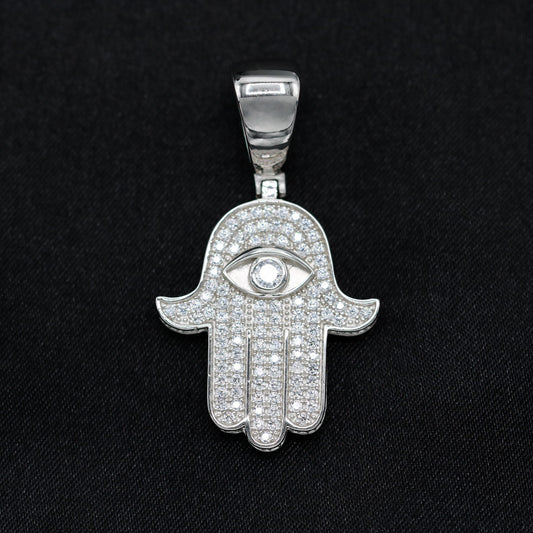 Iced Hamsah Pendant - 925 Silver