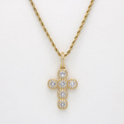 Stone Cross Pendant - Gold