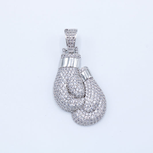 Iced Out Boxing Gloves Pendant - 925 Silver