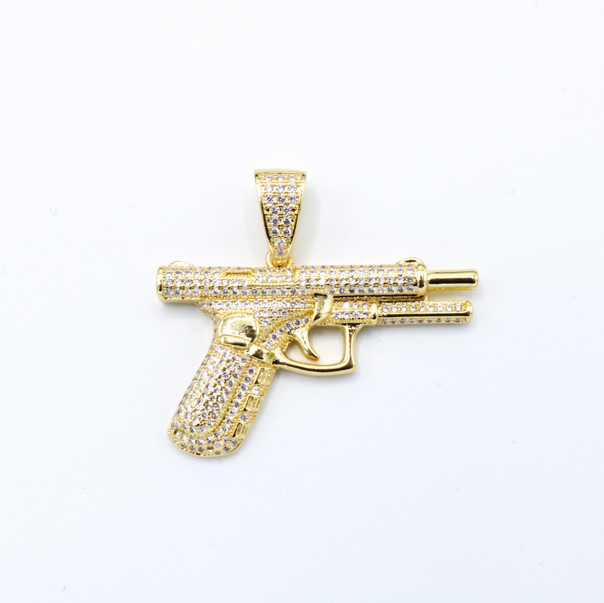 Iced Out Handgun pendant - Gold