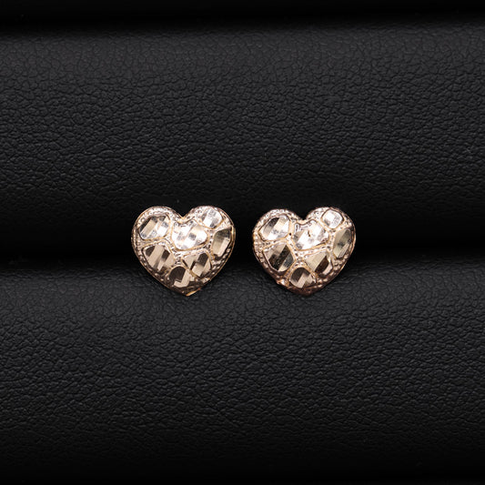 Heart Nugget Stud Earrings - 10k Gold
