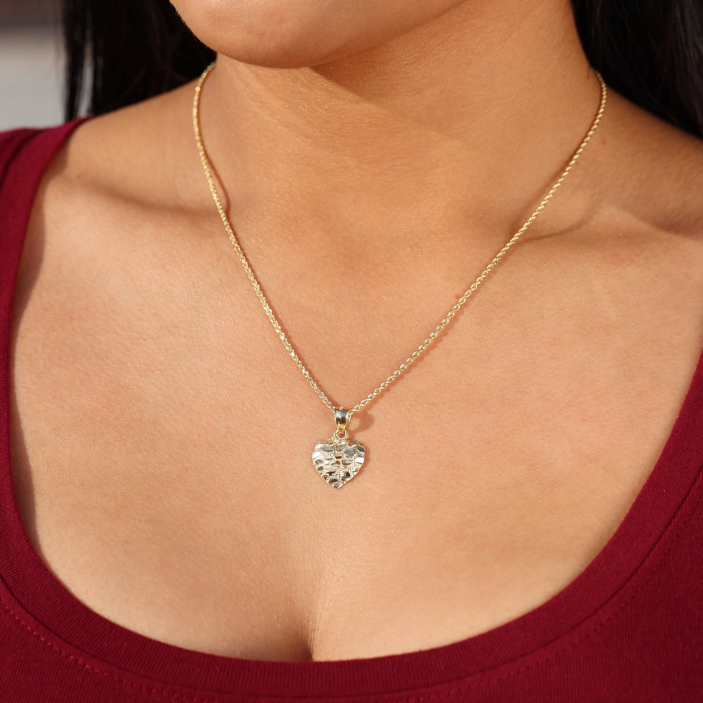 Small Heart Nugget Pendant - 10k Gold