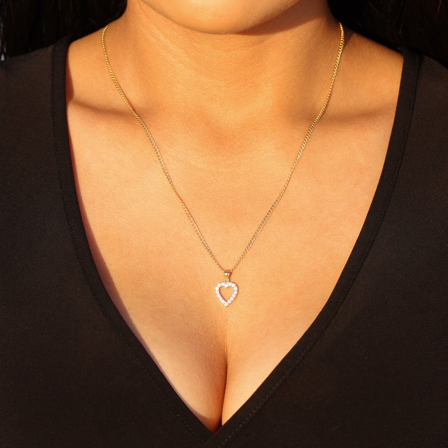 Small Iced Heart Pendant - 10k Gold