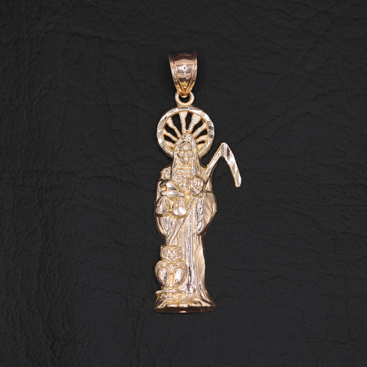 Santa Muerte Pendant - 10k Gold