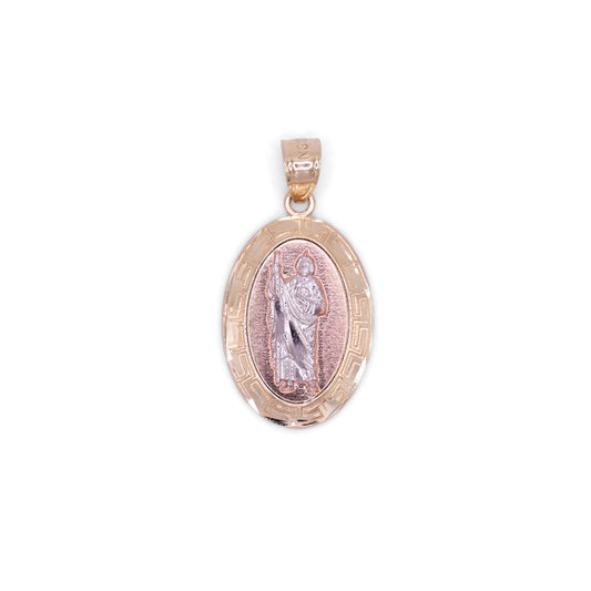 San Judas 2-Tone Aztec Medallion Pendant - 10k Gold