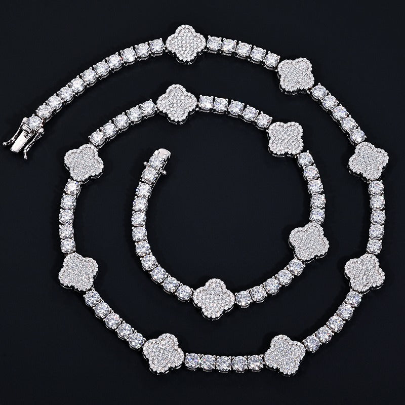 4mm Moissanite Clover Tennis Necklace - 925 Silver