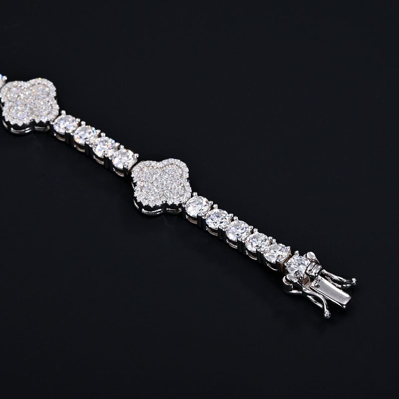 4mm Moissanite Clover Tennis Necklace - 925 Silver