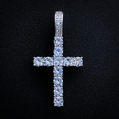 Small Diamond Cross Pendant - 925 Silver