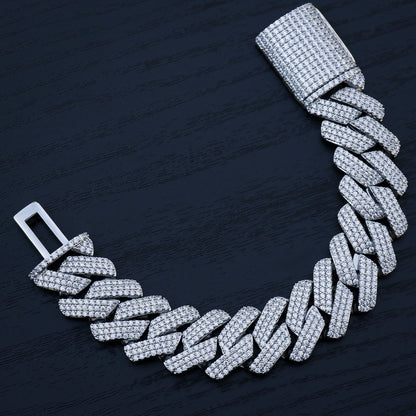 19mm Moissanite Prong Link bracelet - 925 Silver