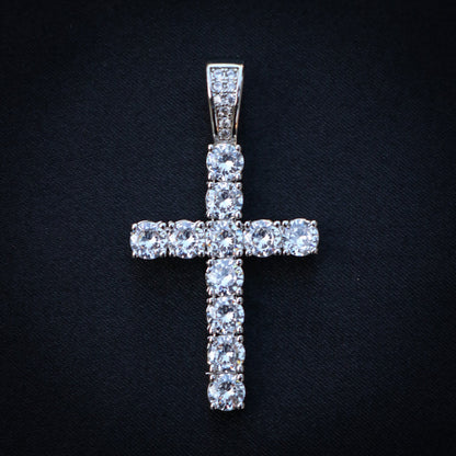 Large Diamond Cross Pendant - White Gold