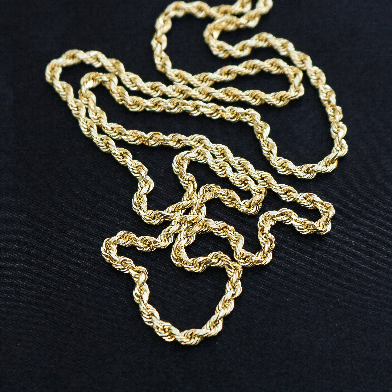 2.5mm Solid Diamond Cut Rope Chain - 10k Gold