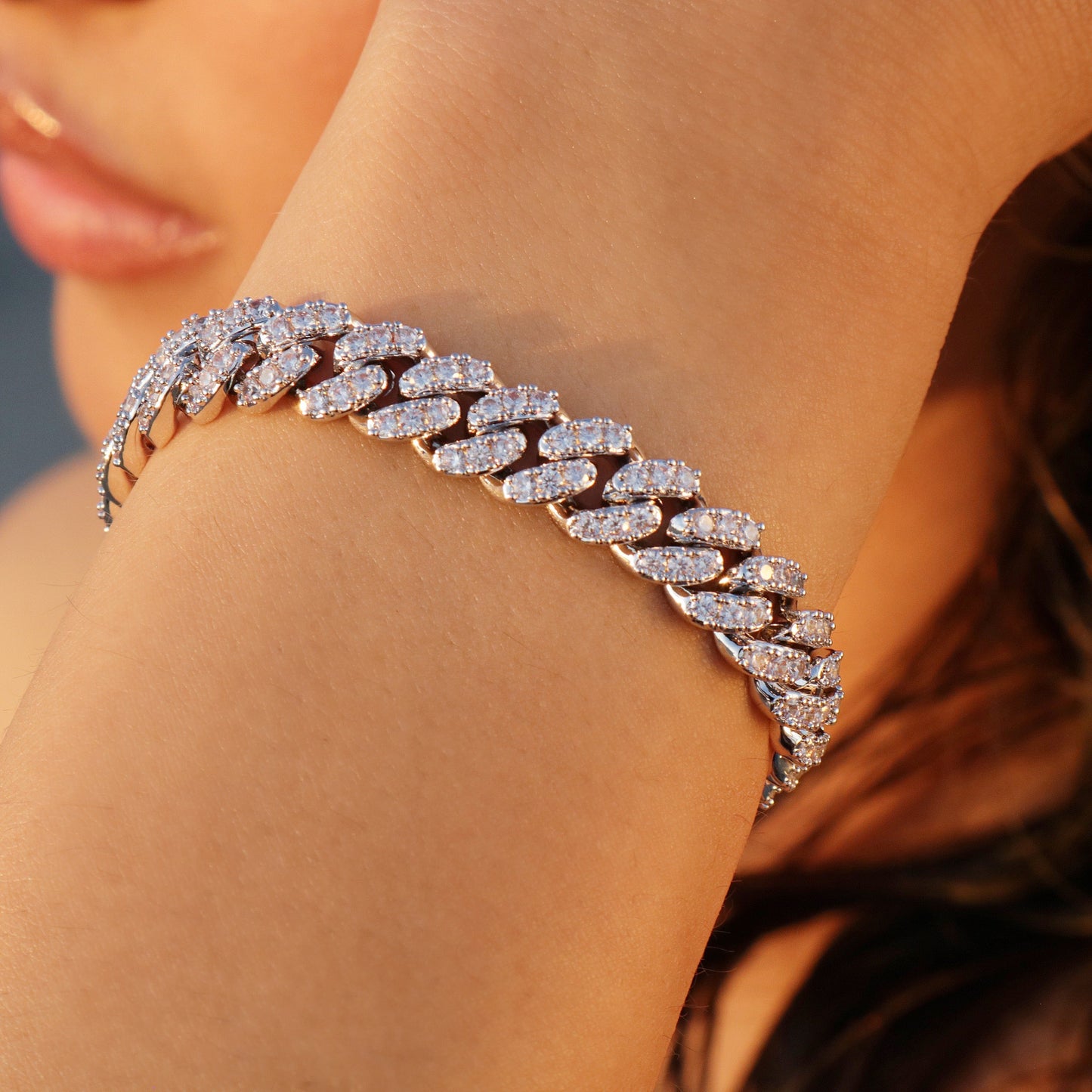 8mm Moissanite Cuban Bracelet - 925 Silver