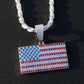 Iced Out USA Flag Pendant - Real 925 Silver
