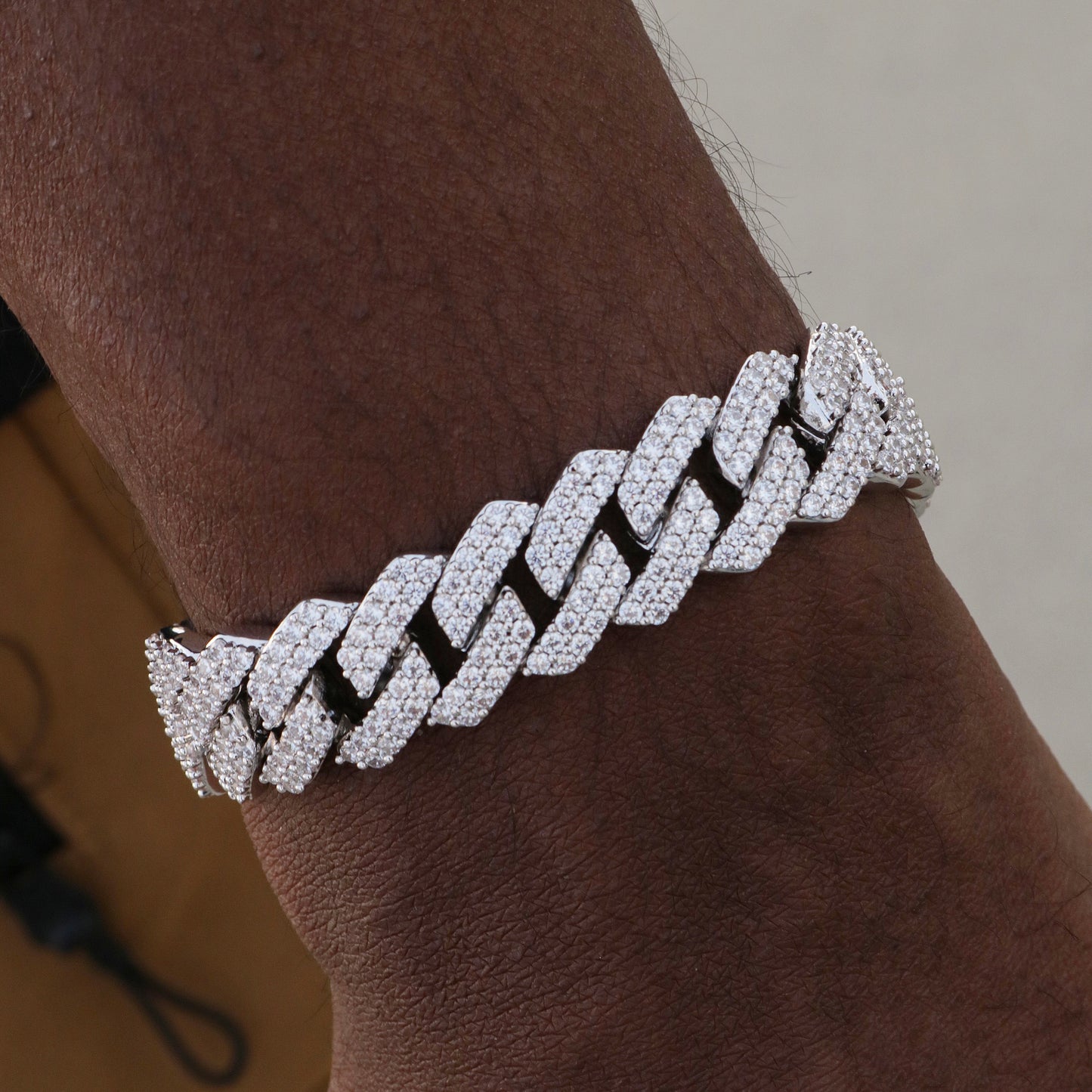 13mm Moissanite Prong Link bracelet - 925 Silver