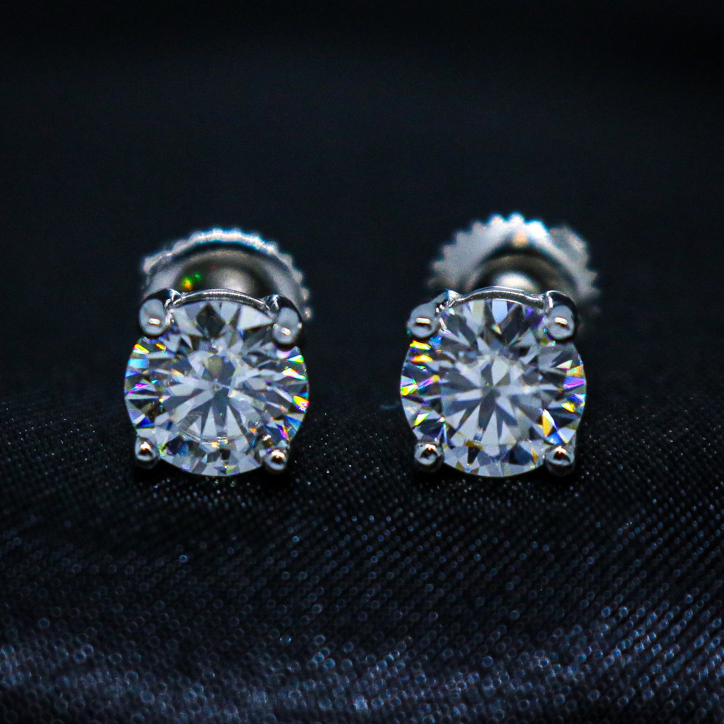 VVS Moissanite Round Cut Stud Earrings - 925 Silver