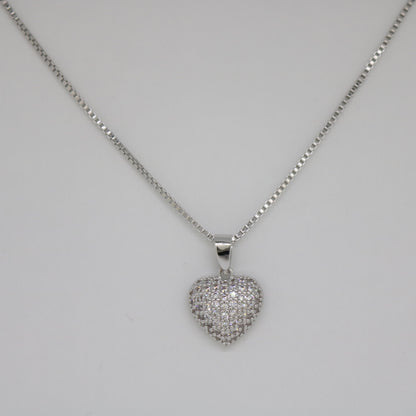 Small Icy Heart Necklace - White Gold
