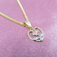 Heart Rose 3 Tone Necklace - Gold